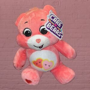 Care Bears 9" Love-a-Lot Pink Plush Stuffed Animal Embroidered Eyes Nose Toy